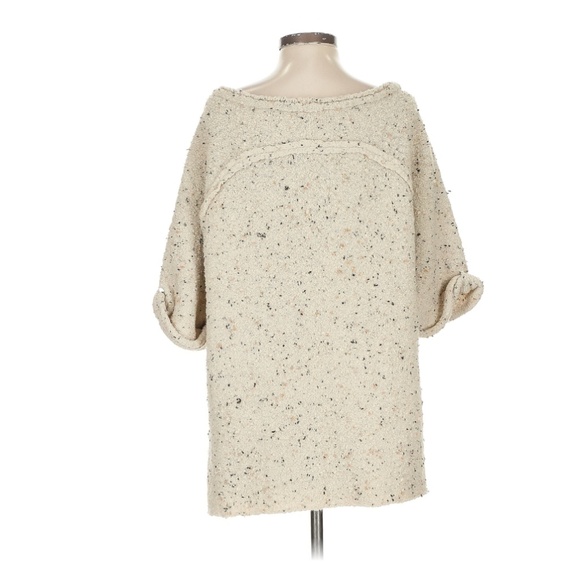 Free People Oversized Casual Ivory Knit Sweater XS/S - Picture 2 of 5